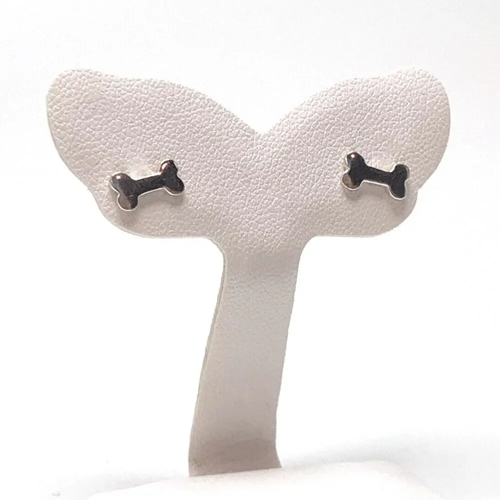 Kids Sterling Silver dog bone puppy post earrings studs for girls animals pets